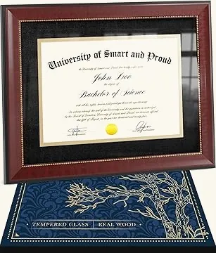 Mahogany Diploma Frame — Black Mat with Golden Rim